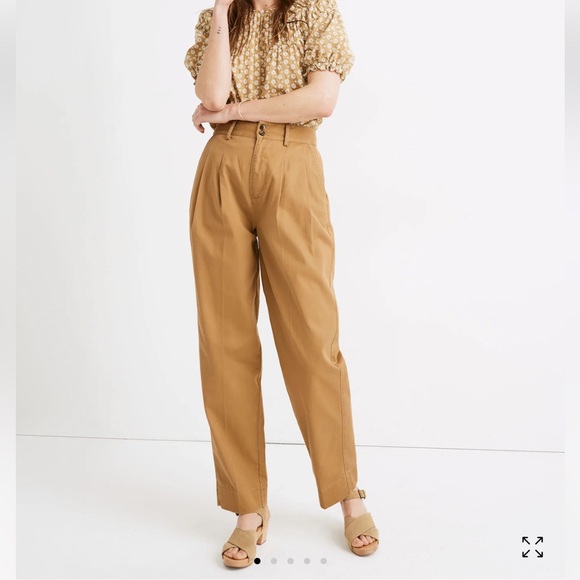Madewell Pleated Taper barrel balloon Wide-Leg Pants - Picture 2 of 10